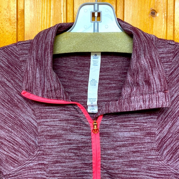 lululemon athletica Tops - Lululemon Outrun:  1/4 Zip Raspberry Gray Pullover with Zipper Pocket at Front !